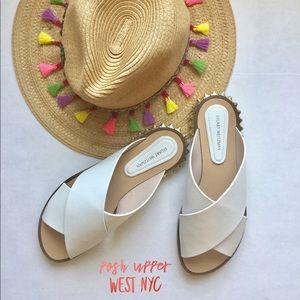 GORGEOUS Stuart Weitzman leather mules in white!